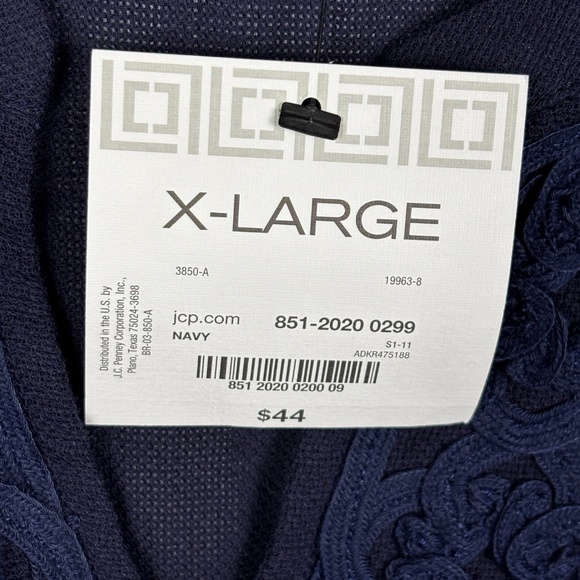 Liz Claiborne Women's Cotton Embroidered Knit Tunic Top Sz XL Sheer Breathable - Picture 5 of 10